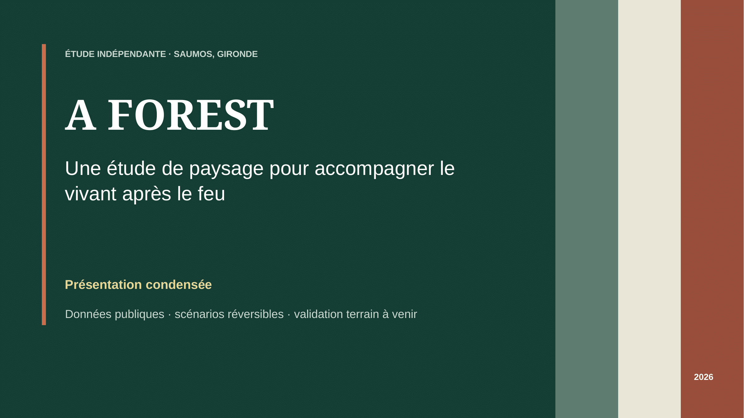 Couverture de la présentation A FOREST — Saumos
